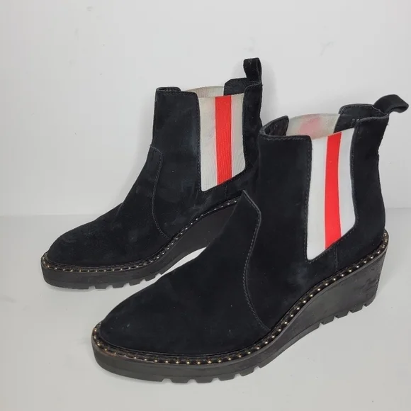 Cecelia New York GEMMA Ankle Boot Black Suede Wedge Size 7 - Picture 5 of 13